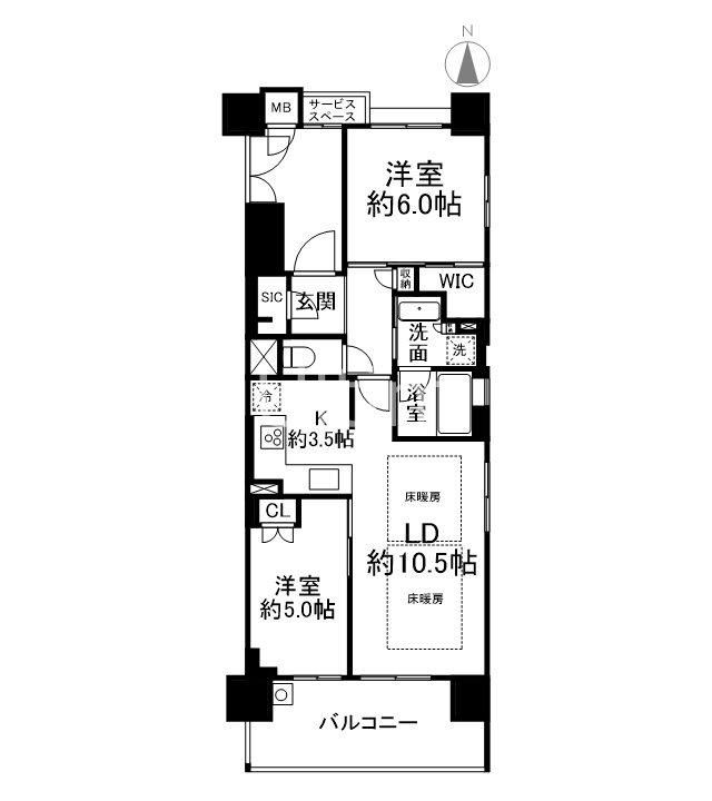 四条烏丸クロスマーク(2LDK/3階)の間取り写真