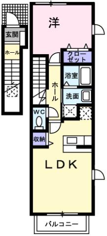 ベルフィオーレIII(1LDK/2階)の間取り写真