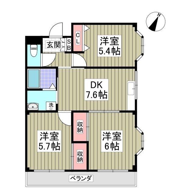 ニューロイヤルハイツ(3DK/3階)の間取り写真