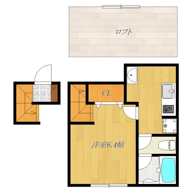 ROW HOUSE 上中里(1K/2階)の間取り写真