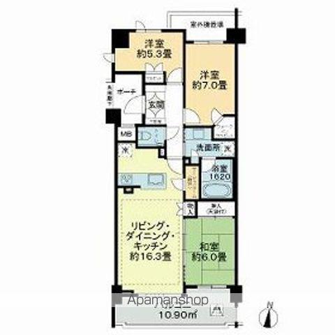 プラウド横濱ヒルトップ(3LDK/5階)の間取り写真