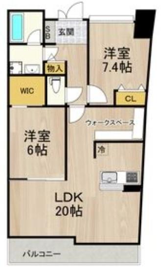 フロンティアタワー難波イースト(2LDK/7階)の間取り写真