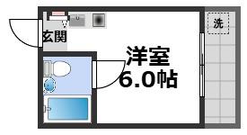 グランドハイツ東小橋(ワンルーム/2階)の間取り写真