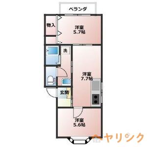 メゾンアンソレイエ(2DK/1階)の間取り写真