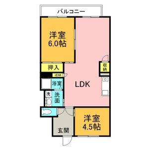 シャルム美郷(2LDK/3階)の間取り写真