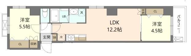 GRAND-MERE横浜大口(2LDK/7階)の間取り写真