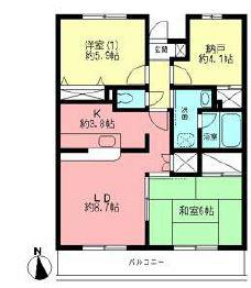 シャトレー上落合(2SLDK/3階)の間取り写真