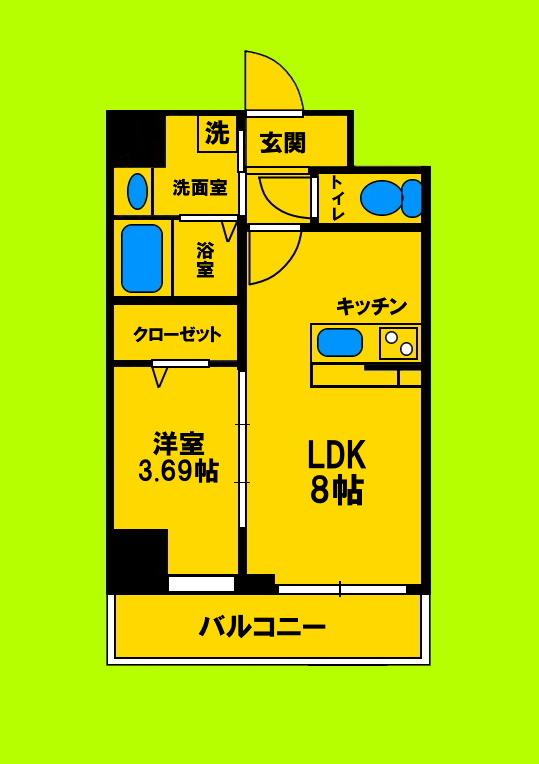グランパセオ江坂(1LDK/6階)の間取り写真