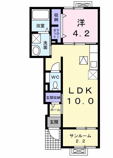 ソフィア・K(1LDK/1階)の間取り写真