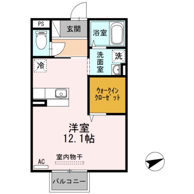 セゾン B棟(ワンルーム/2階)の間取り写真
