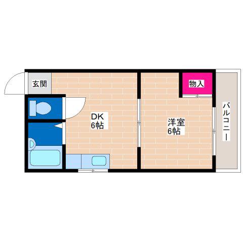 コーポ平野上町(1DK/3階)の間取り写真