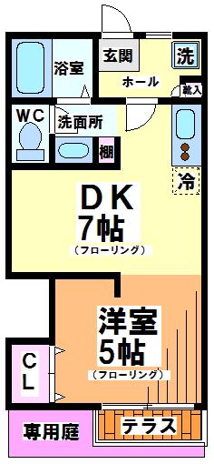 メゾネットMK 当社管理物件(1DK/1階)の間取り写真