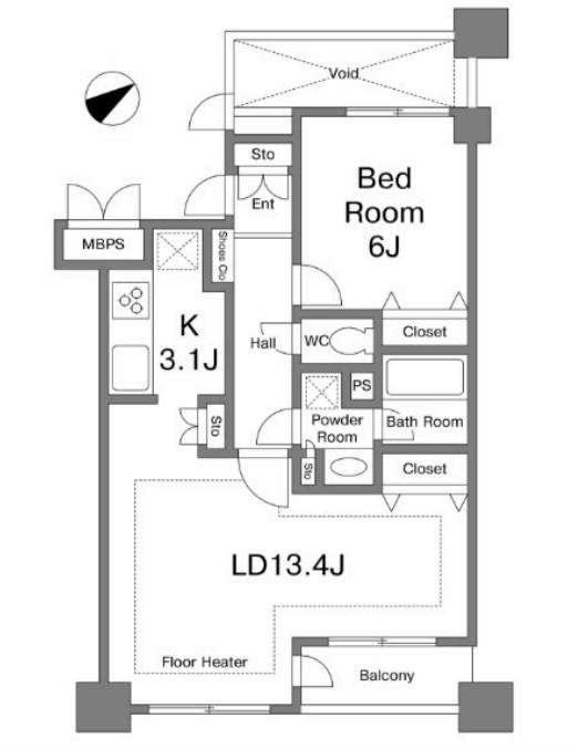 ライオンズマンション広尾南(1LDK/6階)の間取り写真