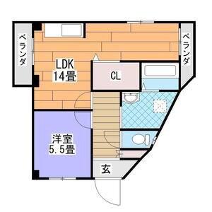 エスポワールイワタ2(1LDK/1階)の間取り写真