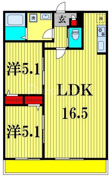 シエーナ北小金I(2LDK/1階)の間取り写真