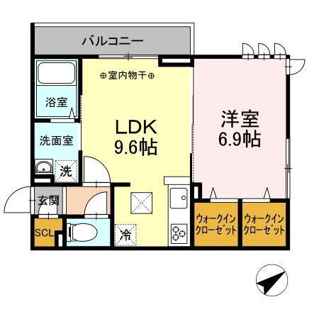 アルセ二俣川・ヒラソル二俣川 アルセ二俣(1LDK/1階)の間取り写真