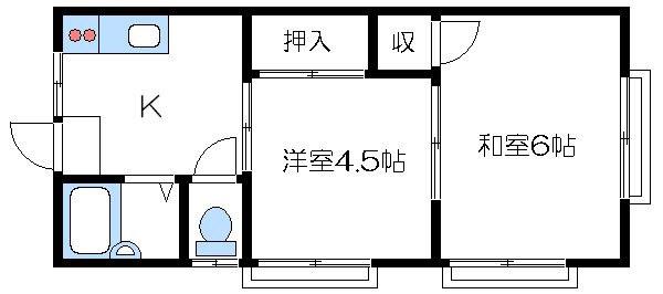 飯田コーポ(2K/1階)の間取り写真