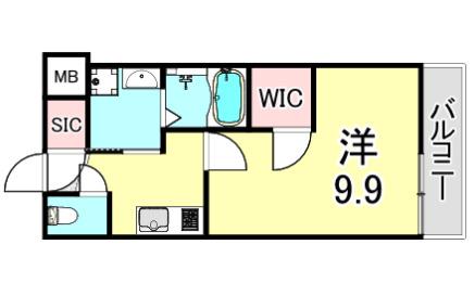ウェルスクエア西宮北口(1K/4階)の間取り写真