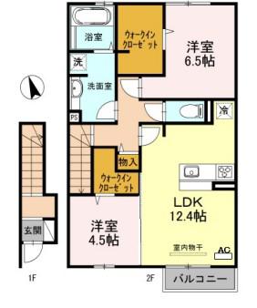 アクタス五軒屋(2LDK/2階)の間取り写真