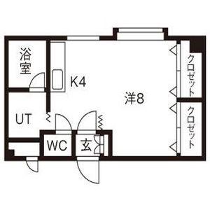 サザンアベニュー北大(1K/4階)の間取り写真