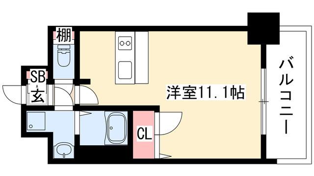 プレサンス THE MOTOYAMA(1K/11階)の間取り写真