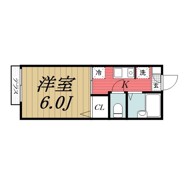 クレールB(1K/1階)の間取り写真