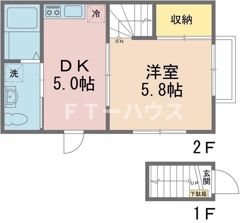 リーリエ船橋本町(1DK/2階)の間取り写真
