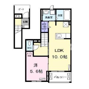 ボヌール I(1LDK/2階)の間取り写真