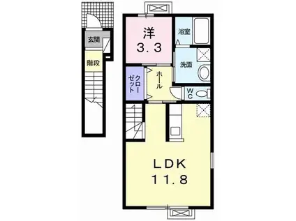 ハイポワール(1LDK/2階)の間取り写真