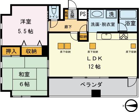 プリーマ仲町台(2LDK/4階)の間取り写真
