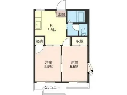 カーサビアンカA(2DK/1階)の間取り写真