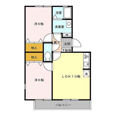 ハイカムールTAKATO(2LDK/1階)の間取り写真