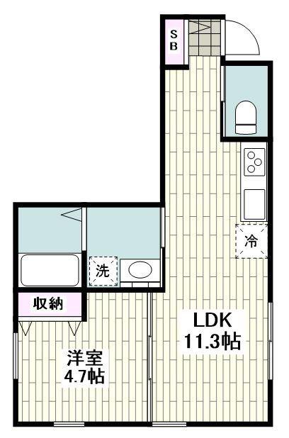 レラーブル鎌倉佐助B棟(1LDK/1階)の間取り写真