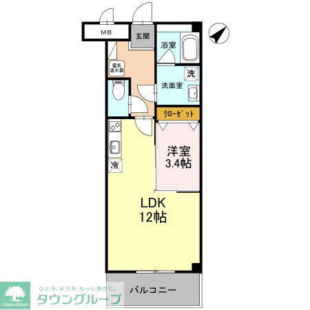 ワイズヒル(1LDK/2階)の間取り写真