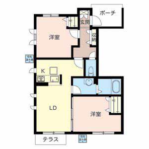 カサベルデ(2LDK/1階)の間取り写真