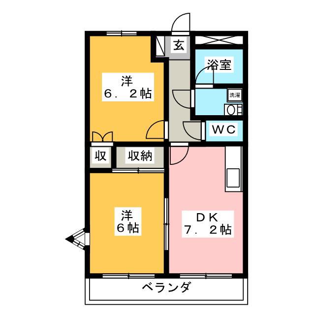 ジュノー(2DK/2階)の間取り写真