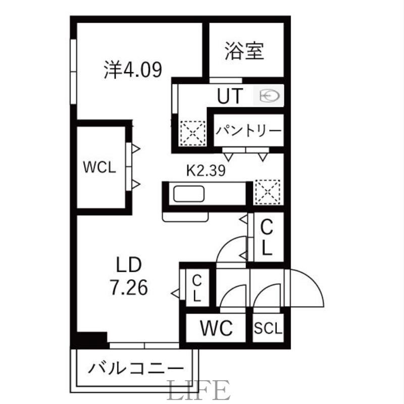 メラ ヴェルデ(1LDK/4階)の間取り写真