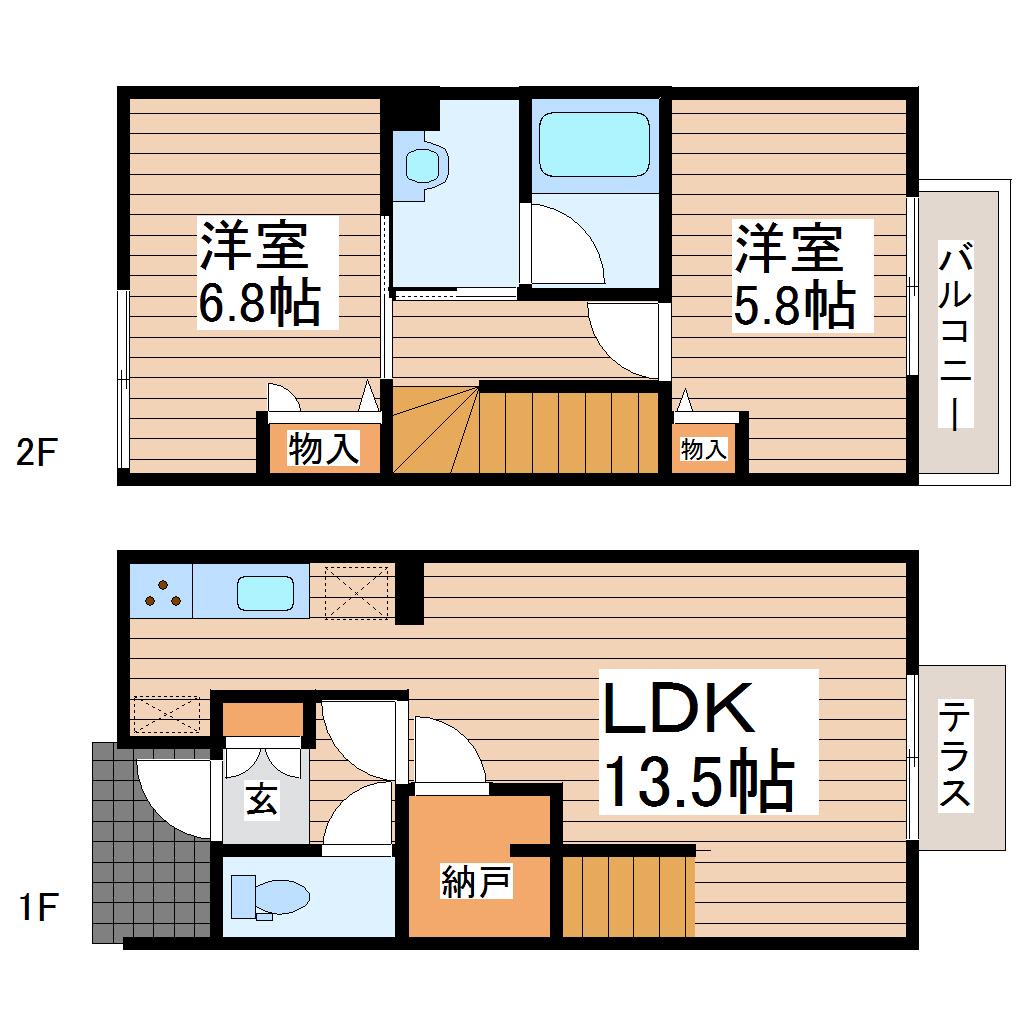 メゾン・コンフォリーノ(2LDK/1階)の間取り写真