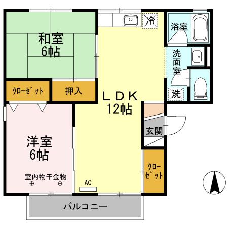 コーポかねともA棟(2LDK/2階)の間取り写真