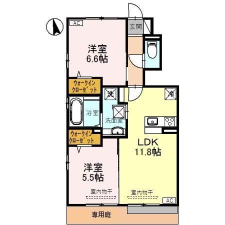 グラン ストリーツA(2LDK/1階)の間取り写真