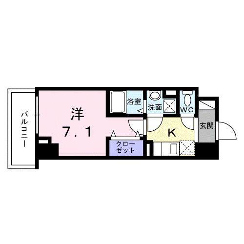 スアヴィス平塚八重咲(1K/1階)の間取り写真