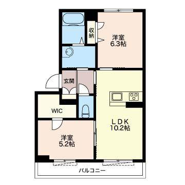 シャーメゾン アルフラットB(2LDK/1階)の間取り写真