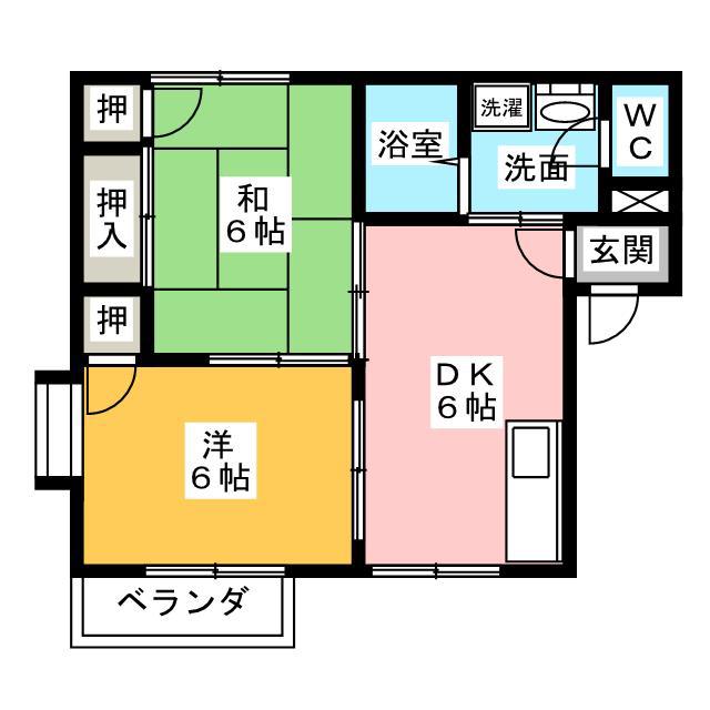 ブルージュ(2DK/2階)の間取り写真