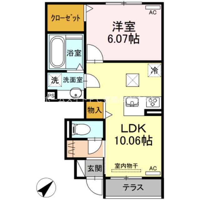 ルワンジュ E(1LDK/1階)の間取り写真