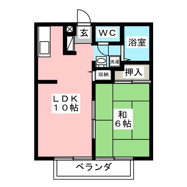 サンライフ正木A(1LDK/1階)の間取り写真