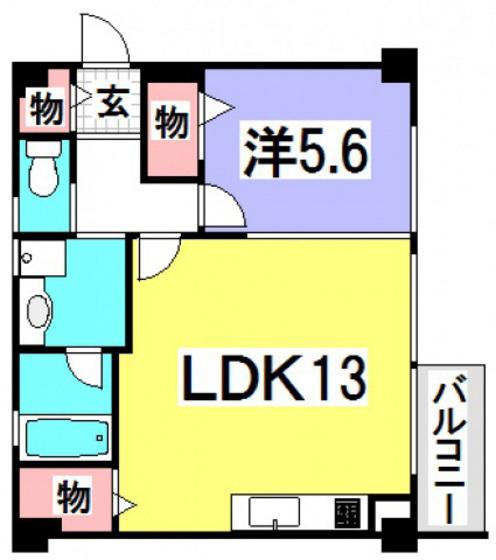 戸坂FLATS(1LDK/1階)の間取り写真