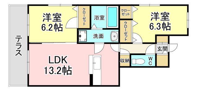 LEGACY-I(2LDK/1階)の間取り写真