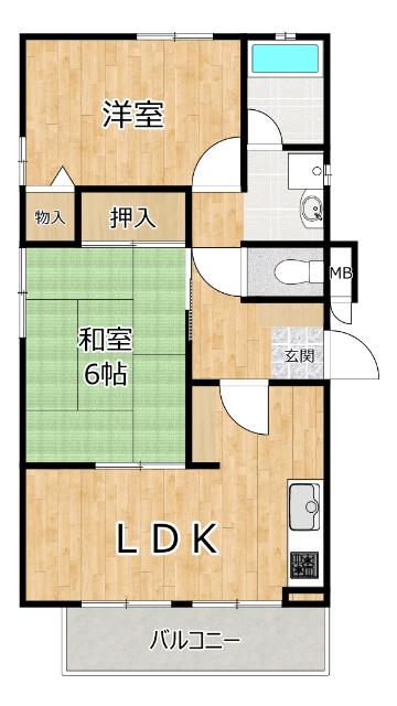 コーポ加島II(2LDK/2階)の間取り写真