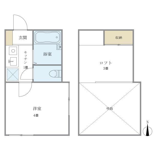 八景舎高円寺南B(1K/1階)の間取り写真