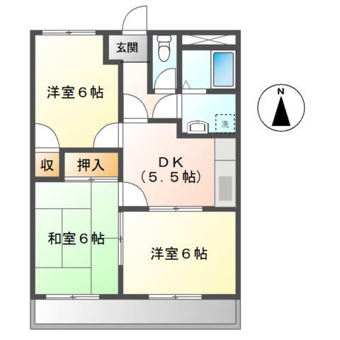 アスタルティアK1(3K/2階)の間取り写真